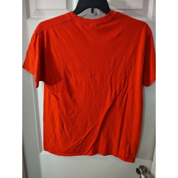 Gildan T Shirt Size L Red Short Sleeve Fat Full Happy Heavy Cotton - Picture 4 of 9